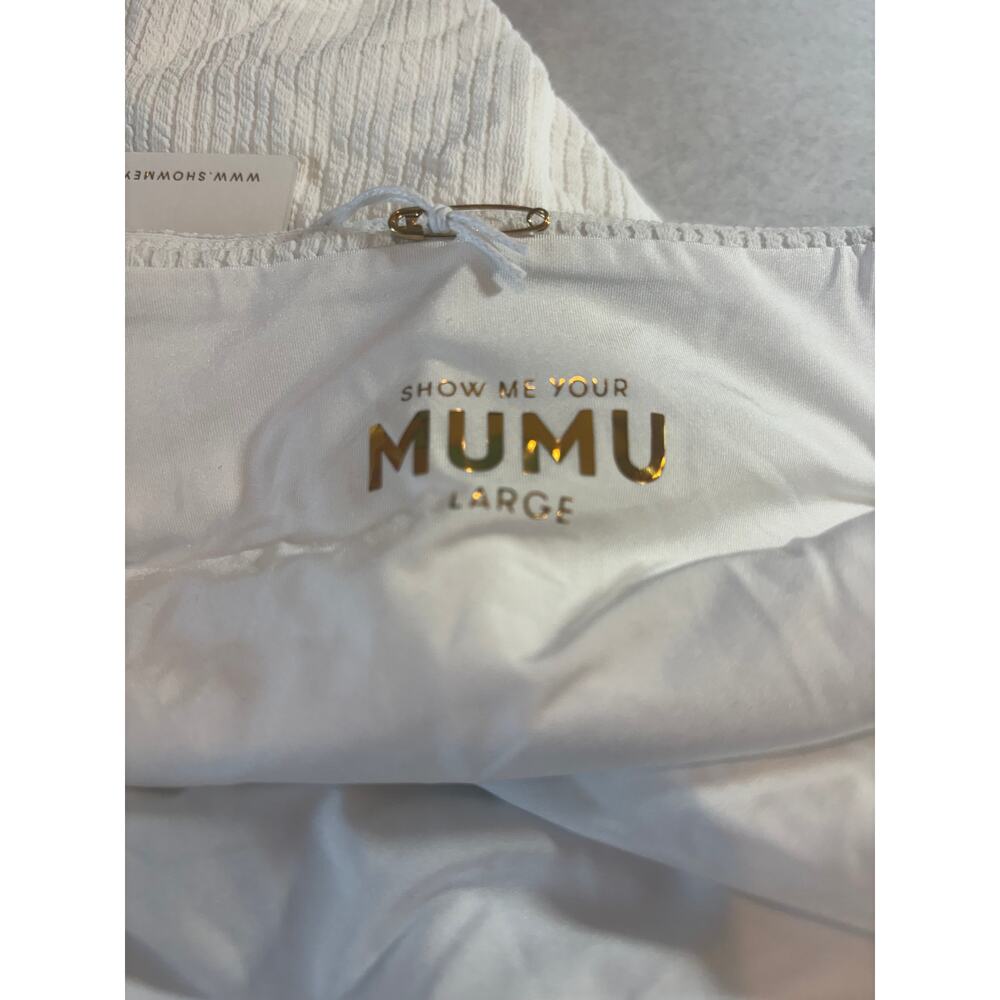Show Me Your Mumu Women's Ivory Rib Scrunch Bahamas Swim Belted Bottom Size L - Picture 6 of 8
